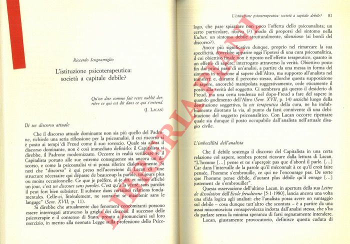 SCOGNAMIGLIO Riccardo - - L'istituzione psicoterapeutica: societ a capitale debile?.