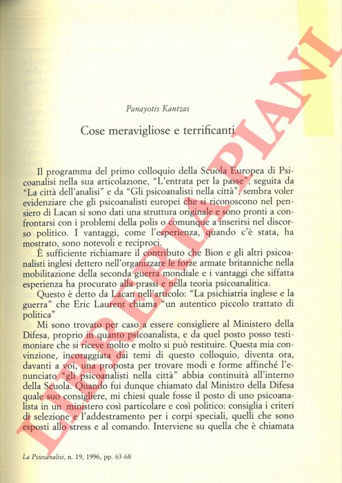 KANTZAS Panayotis - - La Polis analitica. Cose meravigliose e terrificanti.