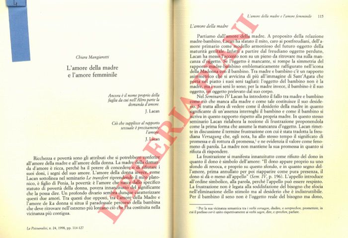 MANGIAROTTI Chiara - - L'amore della madre e l'amore femminile.