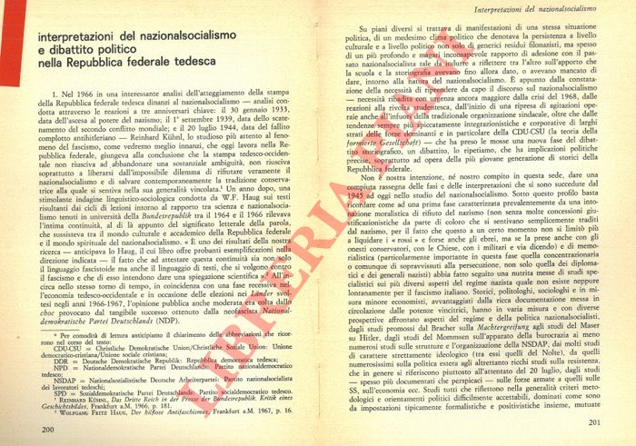 COLLOTTI Enzo - - Interpretazioni del nazionalsocialismo e dibattito politico nella Repubblica Federale Tedesca.