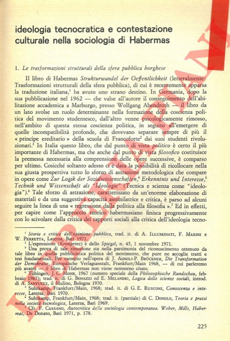 CEPPA L. - - Ideologia tecnocratica e contestazione culturale nella sociologia di Habermas.