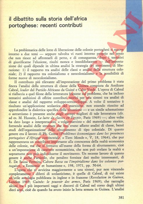 PASSERINI Luisa - - Il dibattito sulla storia dell'Africa portoghese: recenti contributi.