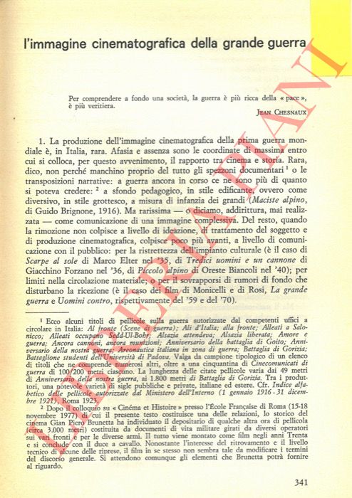 ISNENGHI Mario - - L'immagine cinematografica della Grande Guerra.