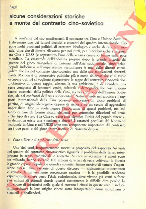 COLLOTTI PISCHEL Enrica - - Alcune considerazioni storiche a monte del contrasto cino-sovietico.