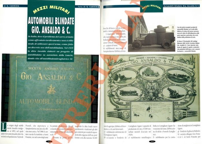 CARRERA G. - - Mezzi militari. Automobili blindate Gio. Ansaldo & C.