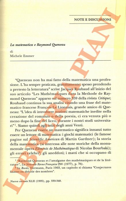 EMMER Michele - - La matematica e Raymond Queneau.