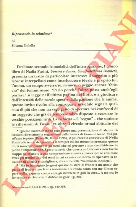 COLELLA Silvana - - Ripensando la relazione.