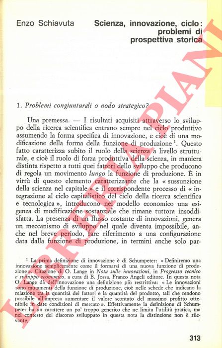 SCHIAVUTA Enzo - - Scienza, innovazione, ciclo: problemi di prospettiva storica.