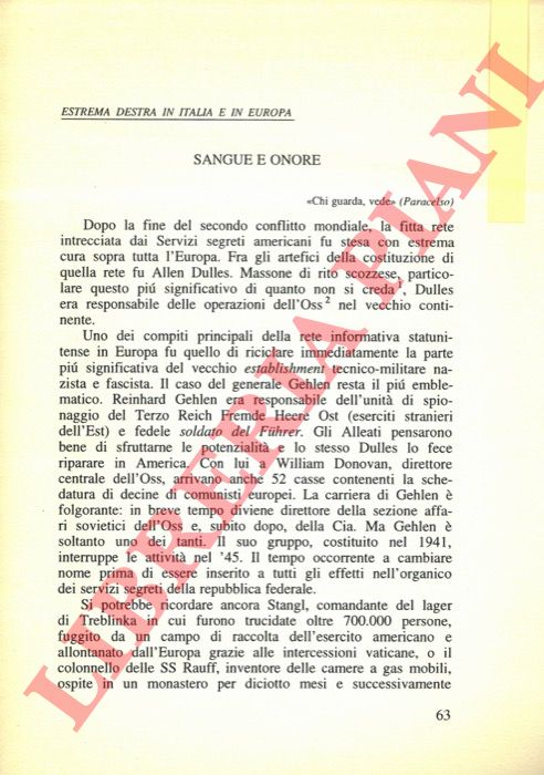 COGLITORE Mario - - Estrema destra in Italia e in Europa. Sangue e onore.