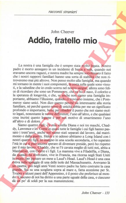 CHEEVER John - - Addio, fratello mio.