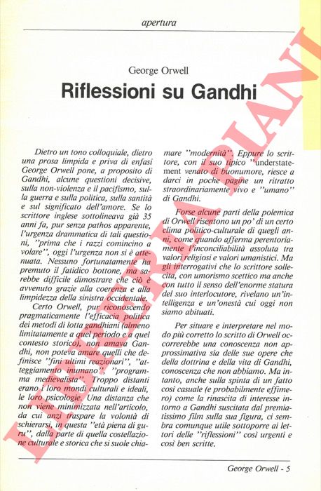 ORWELL George - - Riflessioni su Gandhi.