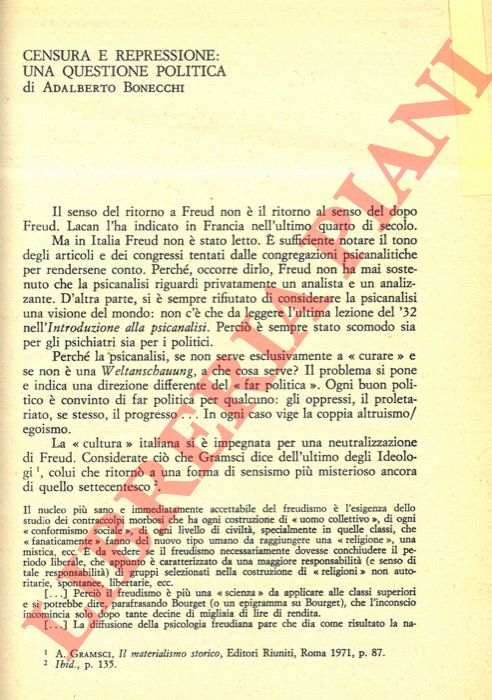 BONECCHI Adalberto - - Censura e repressione: una questione politica.