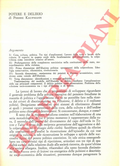 KAUFMANN Pierre - - Potere e delirio.