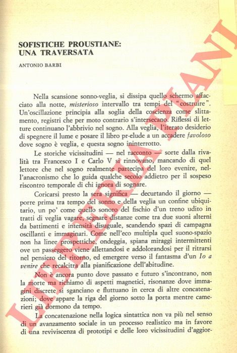 BARBI Antonio - - Sofistiche proustiane: una traversata.