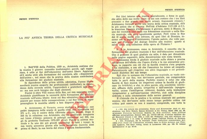 PIGHI G.B. - - La pi antica teoria della critica musicale.