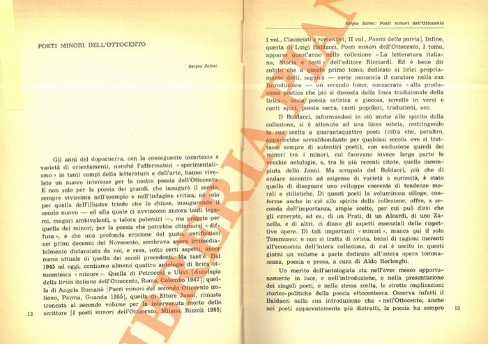 SOLMI Sergio - - Poeti minori dell'Ottocento.