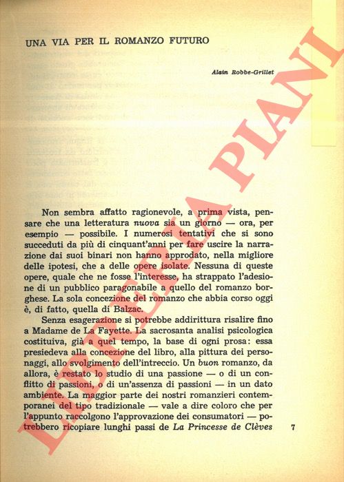 ROBBE GRILLET Alain - BARILLI Renato - - Alain Robbe Grillet. Una via per il romanzo futuro. Renato Barilli. La narrativa di Alain Robbe Grillet.