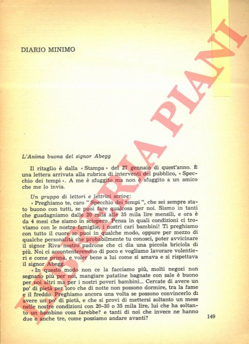 (ECO Umberto) - - Diario minimo. L'anima buona del signor Abegg. La quercia umanizzata. L'tat c'est a.