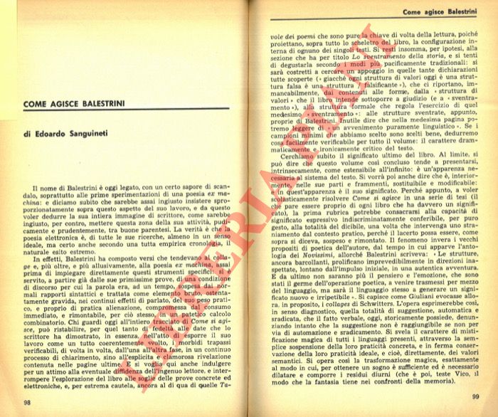 SANGUINETI Edoardo - - Come agisce Balestrini.