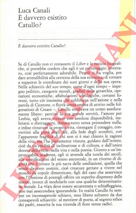 CANALI Luca - - E' davvero esistito Catullo?.