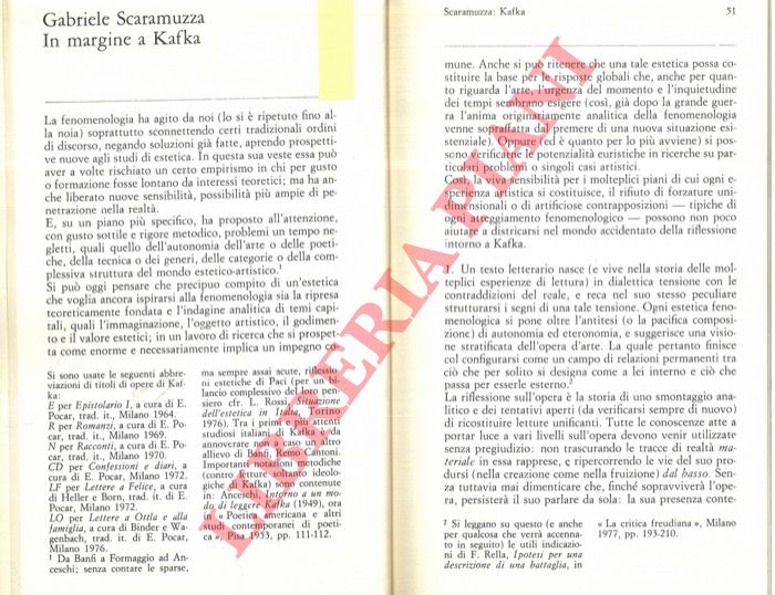 SCARAMUZZA Gabriele - - In margine a Kafka.