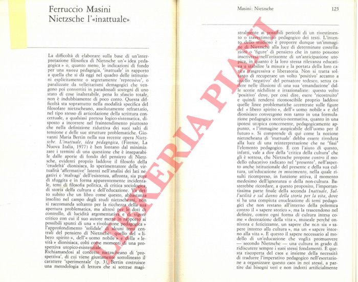 MASINI Ferruccio - - Nietzsche l' 'inattuale'.