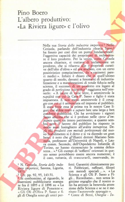 BOERO Pino - - L'albero produttivo: 'La riviera ligure' e l'olivo.