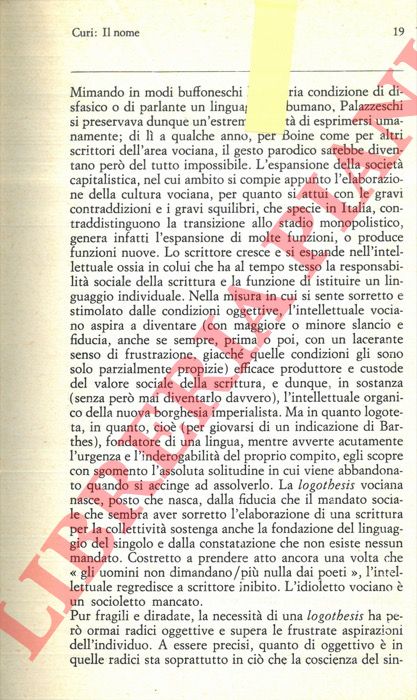 CURI Fausto - - Il nome, l'aforisma, l'afasia.