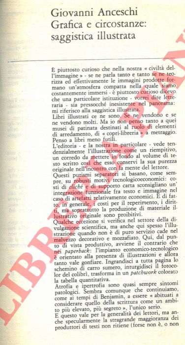 ANCESCHI Giovanni - - Grafica e circostanze: saggistica illustrata.