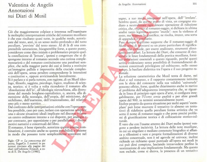 DE ANGELIS Valentina - - Annotazioni sui Diari di Musil.