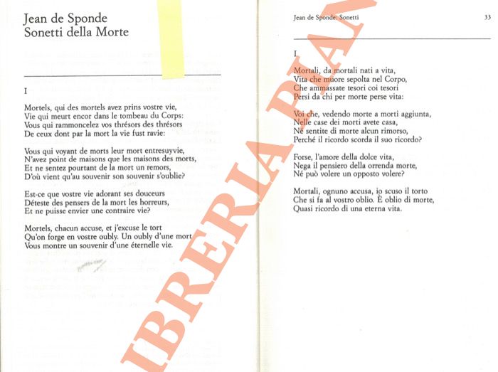 DE SPONDE Jean - - Sonetti della Morte.