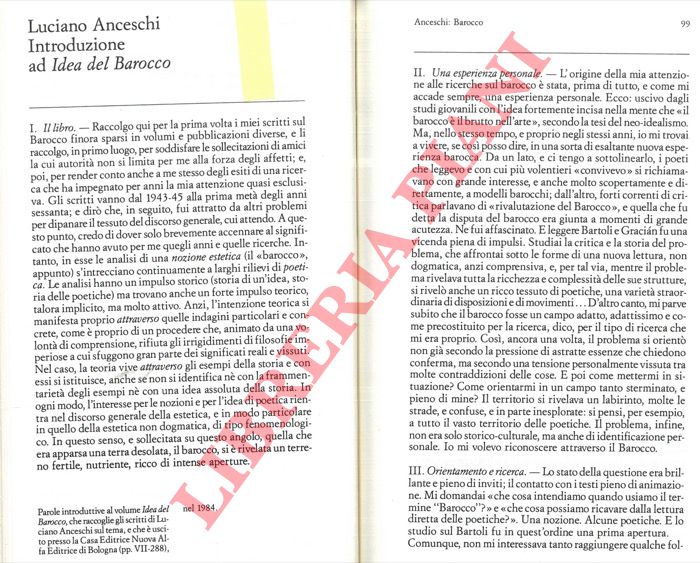ANCESCHI Luciano - - Introduzione ad Idea del Barocco.