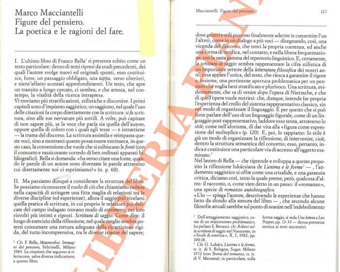 MACCIANTELLI Marco - - Figure del pensiero. La poetica e le ragioni del fare.