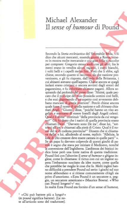 ALEXANDER Michael - - Il sense of humour di Pound.