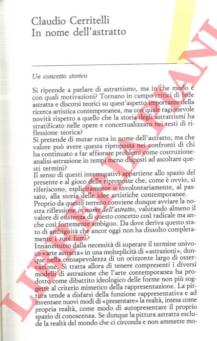 CERRITELLI Claudio - - In nome dell'astratto.