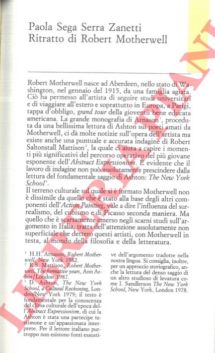SEGA SERRA ZANETTI Paola - - Ritratto di Robert Motherwell.