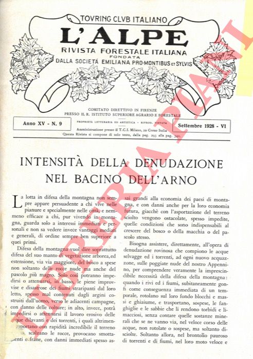 DAINELLI Giotto - - Intensit nella denudazione nel bacino dell'Arno.