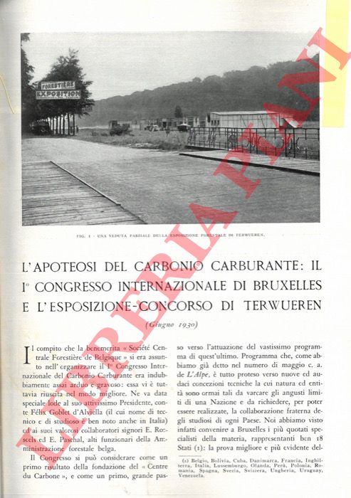 DE CAPITANI S. - - L'apoteosi del carbonio carburante: il I Congresso Internazionale di Bruxelles e l'Esposizione-Concorso di Terwueren (giugno 1930).