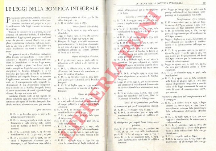 - - Le Leggi della Bonifica Integrale.