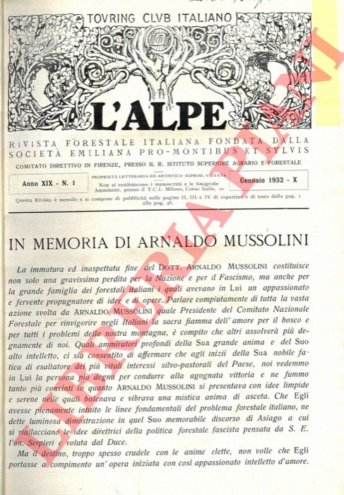 - - In memoria di Arnaldo Mussolini.