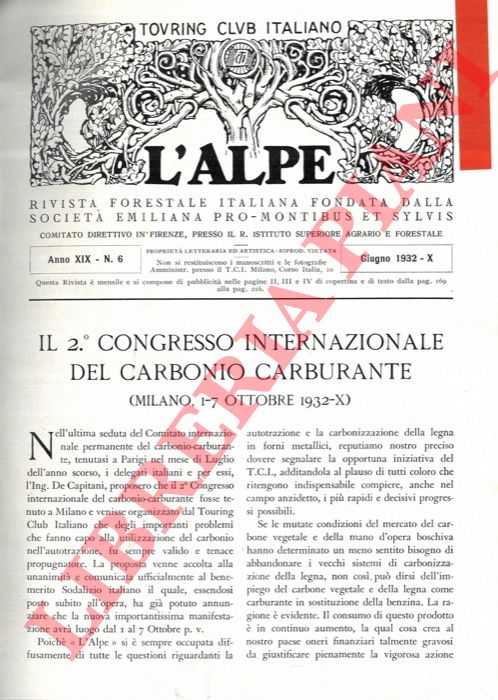 MERENDI A. - - Il 2 Congresso Internazionale del Carbonio Carburante (Milano, 1-7 ottobre 1932-X).