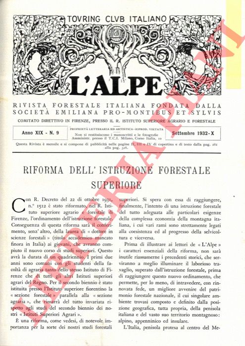 DI TELLA G. - - Riforma dell'istruzione forestale superiore.