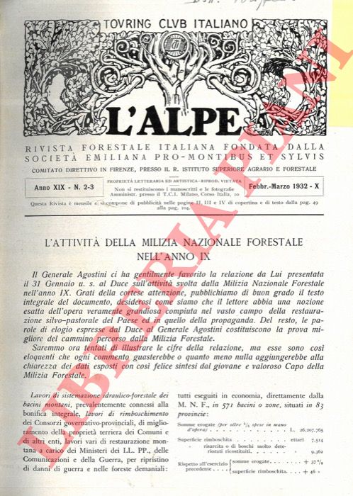 AGOSTINI A. - - L'attivit della Milizia Nazionale Forestale nell'anno IX.