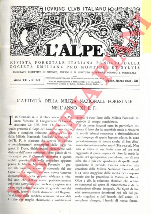- - L'attivit della Milizia Nazionale Forestale nell'anno XI E.F.