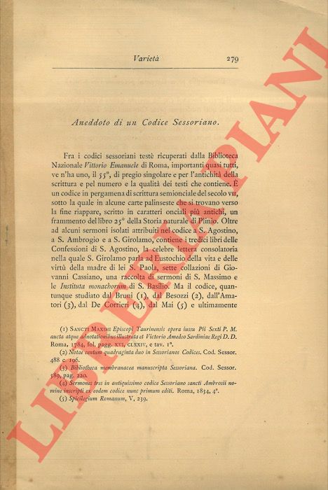 GIORGI I. - - Aneddoto di un Codice Sessoriano.