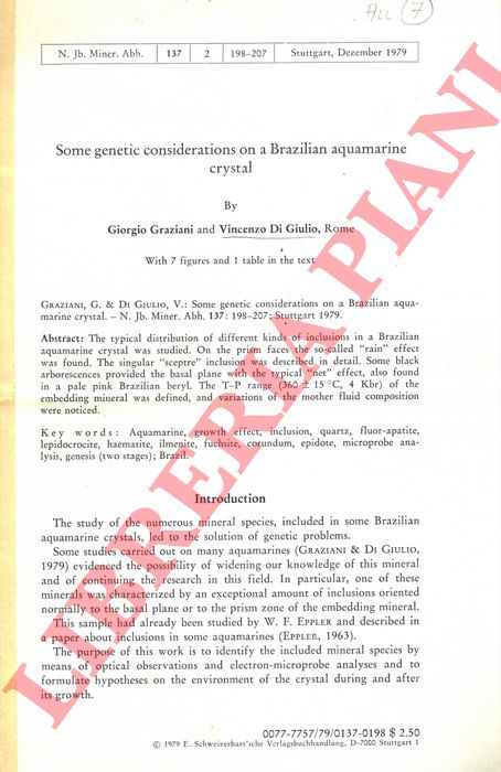 GRAZIANI Giorgio - DI GIULIO Vincenzo - - Some genetic considerations on a Brazilian aquamarine crystal.