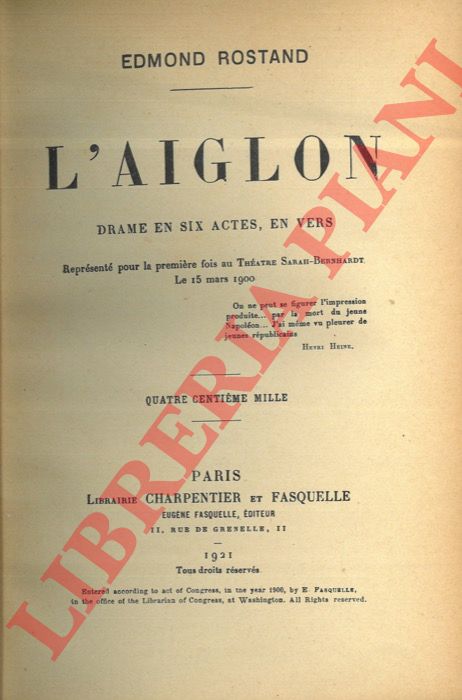 ROSTAND Edmond - - L'aiglon.