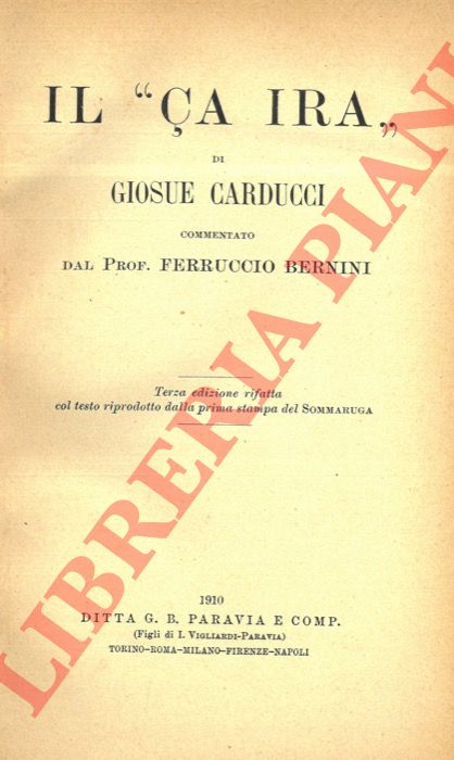 CARDUCCI Giosu - - Il 'a ira'.