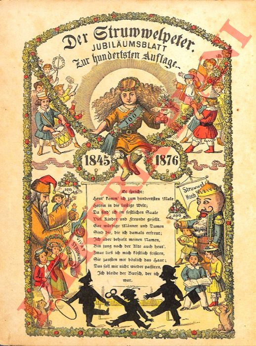HOFFMANN Heinrich - - Der Strummelpeter oder lustige Geschichten und drollige Bilder. Jubilaumsblatt zur hunderststen Auflage.