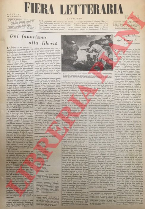 ANGIOLETTI Giovanni Battista - TROMPEO Pietro Paolo - CARDARELLI Vincenzo (direttori) - - La Fiera letteraria. Settimanale delle lettere, delle arti e delle scienze. 1946-1954.